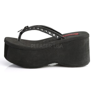 Nero 9 cm FUNN-33 Gotico Plateau Infradito Donna