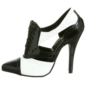Nero Bianco 13 cm SEDUCE-458 Oxford Scarpe donna con tacco altissime