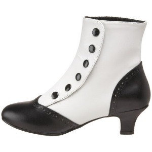 Nero Bianco 5 cm FLORA-1023 Stivaletti Donna Basso