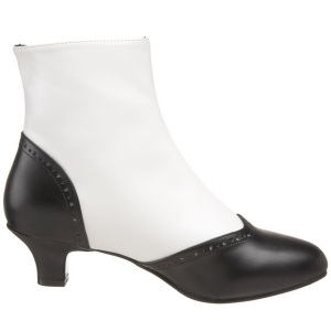 Nero Bianco 5 cm FLORA-1023 Stivaletti Donna Basso
