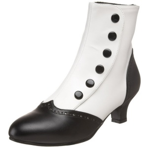 Nero Bianco 5 cm FLORA-1023 Stivaletti Donna Basso
