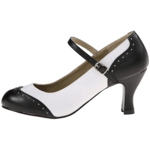 Nero Bianco 7,5 cm retro vintage FLAPPER-25 scarpe dcollet con tacchi bassi