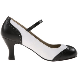Nero Bianco 7,5 cm retro vintage FLAPPER-25 scarpe dcollet con tacchi bassi