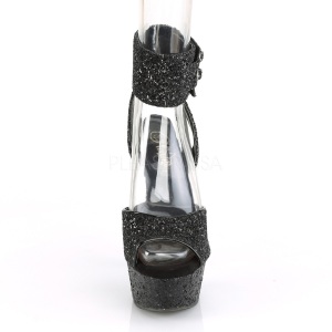 Nero Brillare 15 cm DELIGHT-691LG Sandali piattaforma con cinturini alla caviglia