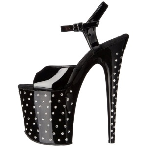 Nero Cristallo Pietra 20 cm STARDUST-809 Platform Scarpe Tacchi Alti