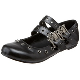 Nero DAISY-03 scarpe gotico ballerine tacco basso
