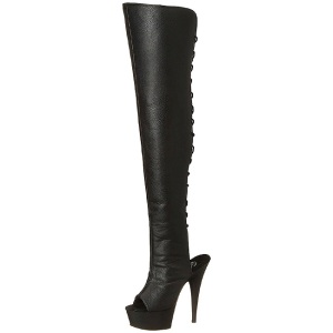 Nero Ecopelle 15 cm DELIGHT-3019 plateau suola stivali alti lunghi con tacco