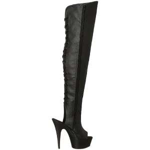 Nero Ecopelle 15 cm DELIGHT-3019 plateau suola stivali alti lunghi con tacco