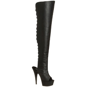 Nero Ecopelle 15 cm DELIGHT-3019 plateau suola stivali alti lunghi con tacco