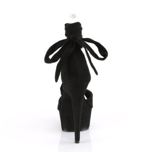 Nero Ecopelle 15 cm DELIGHT-679 Sandali piattaforma con lacci alla caviglia