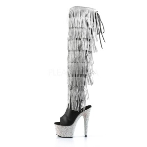 Nero Ecopelle 18 cm BEJRSF-7 stivali con frange donna tacco altissime