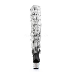 Nero Ecopelle 18 cm BEJRSF-7 stivali con frange donna tacco altissime