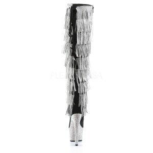 Nero Ecopelle 18 cm BEJRSF-7 stivali con frange donna tacco altissime