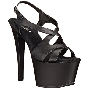 Nero Ecopelle 18 cm Pleaser SKY-330 Plateau Tacchi Alti a Spillo