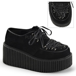 Nero Ecopelle CREEPER-216 Scarpe Creepers da Donna Plateau