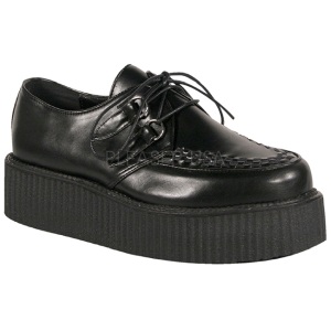 Nero Ecopelle V-CREEPER-502 Scarpe Creepers da Uomo Plateau