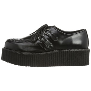 Nero Ecopelle V-CREEPER-502 Scarpe Creepers da Uomo Plateau
