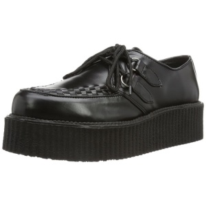 Nero Ecopelle V-CREEPER-502 Scarpe Creepers da Uomo Plateau