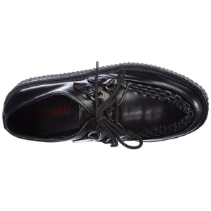 Nero Ecopelle V-CREEPER-502 Scarpe Creepers da Uomo Plateau