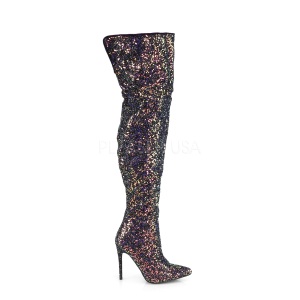 Nero Glitter 13 cm COURTLY-3015 Stivali Alti Pleaser