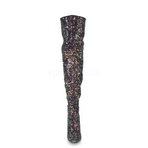 Nero Glitter 13 cm COURTLY-3015 Stivali Alti Pleaser