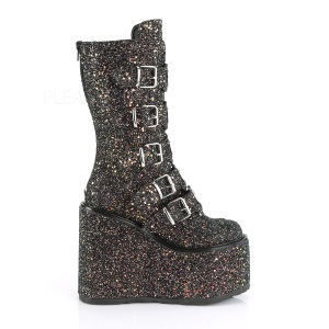 Nero Glitter 14 cm SWING-230G stivali cyberpunk con plateau