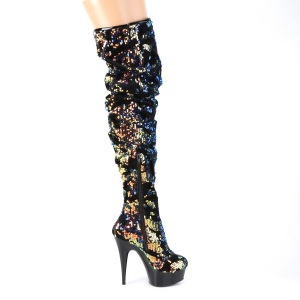 Nero Lustrini 15 cm DELIGHT-3004 Stivali Alti Pleaser