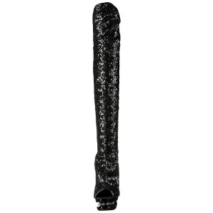 Nero Lustrini 15 cm PLEASER BLONDIE-R-3011 Stivali Overknee Plateau