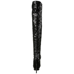 Nero Lustrini 15 cm PLEASER BLONDIE-R-3011 Stivali Overknee Plateau