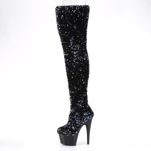 Nero Lustrini 20 cm ADORE-3020 stivali overknee piattaforma exotic pole