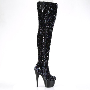 Nero Lustrini 20 cm ADORE-3020 stivali overknee piattaforma exotic pole