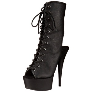 Nero Matto 15,5 cm DELIGHT-1016 Plateau Stivaletti Donna Open Toe