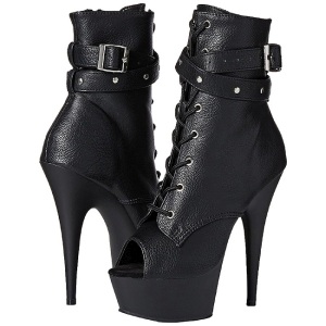 Nero Matto 15 cm DELIGHT-1033 Plateau Stivaletti Donna Open Toe