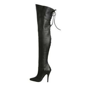 Nero Pelle 13 cm LEGEND-8899 stivali overknee tacco alto