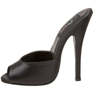 Nero Pelle 15 cm DOMINA-101 Ciabattina Tacchi Alti