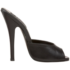 Nero Pelle 15 cm DOMINA-101 Ciabattina Tacchi Alti
