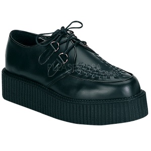 Nero Pelle 5 cm CREEPER-402 Scarpe Creepers da Uomo Plateau