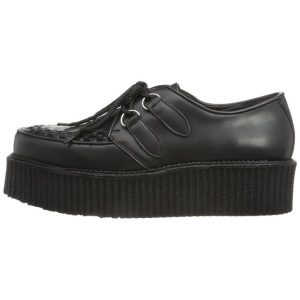 Nero Pelle 5 cm CREEPER-402 Scarpe Creepers da Uomo Plateau
