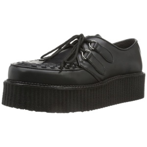 Nero Pelle 5 cm CREEPER-402 Scarpe Creepers da Uomo Plateau