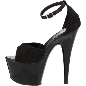 Nero Raso 18 cm Pleaser ADORE-768 Plateau Tacchi Alti a Spillo