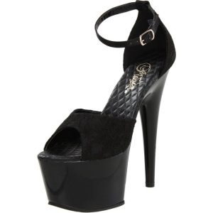 Nero Raso 18 cm Pleaser ADORE-768 Plateau Tacchi Alti a Spillo