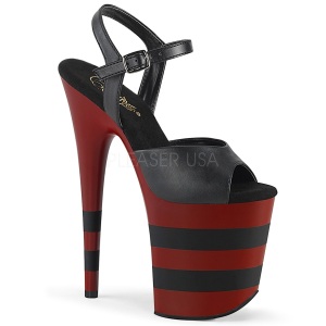 Nero Rosso 20 cm FLAMINGO-809SR tacco alto pleaser con plateau