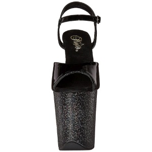 Nero Scintillare 20 cm FLAMINGO-809MG Platform Scarpe Tacchi Alti