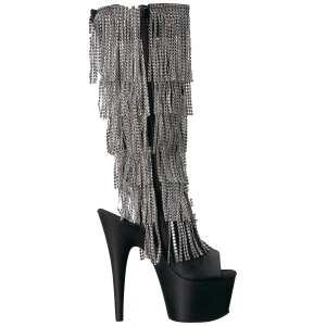 Nero Strass 18 cm ADORE-2024RSF stivali con frange donna tacco altissime