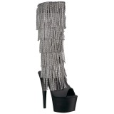 Nero Strass 18 cm ADORE-2024RSF stivali con frange donna tacco altissime