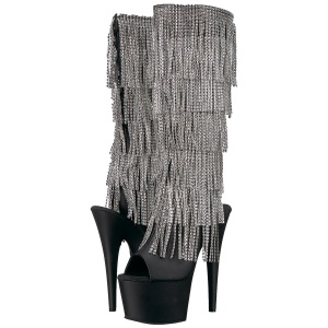 Nero Strass 18 cm ADORE-2024RSF stivali con frange donna tacco altissime