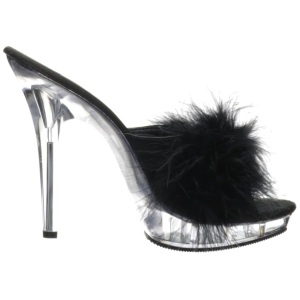 Nero Trasparente 13 cm Fabulicious LIP-101-8 Plateau Mules Alte