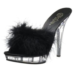 Nero Trasparente 13 cm Fabulicious LIP-101-8 Plateau Mules Alte
