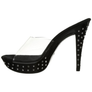 Nero Trasparente 14 cm COCKTAIL-501SDT Mules Strass Altissimi