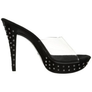 Nero Trasparente 14 cm COCKTAIL-501SDT Mules Strass Altissimi